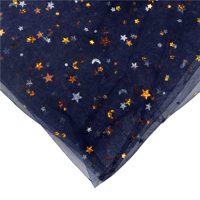 nylon gold foil star mesh gauze fabric navy hard gauze,50*150cm(19.7*59.1
