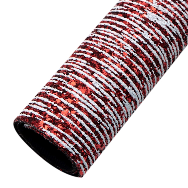 synthetic leather ink printed stripe chunky glitter big small sequins mixed synthetic leather 20*33cm(7.9*13
