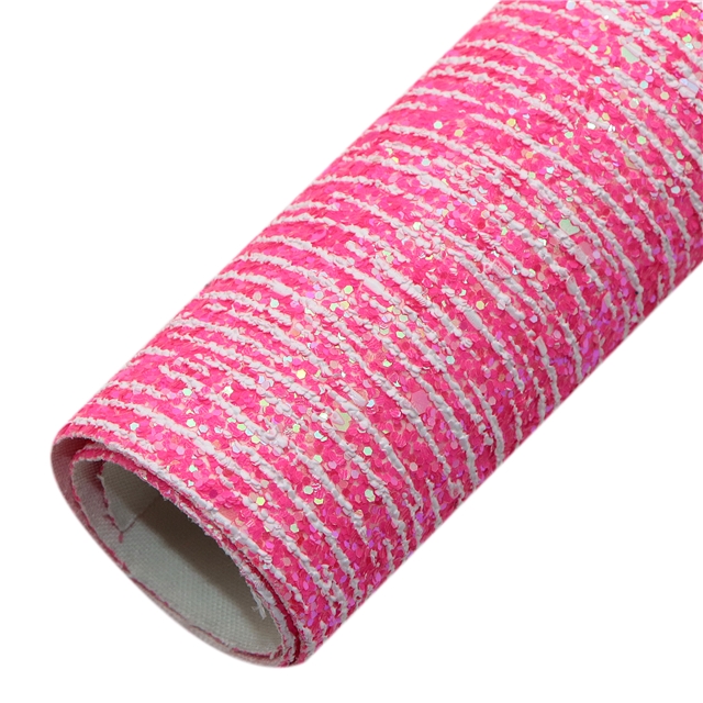 synthetic leather ink printed stripe chunky glitter big small sequins mixed synthetic leather 20*33cm(7.9*13