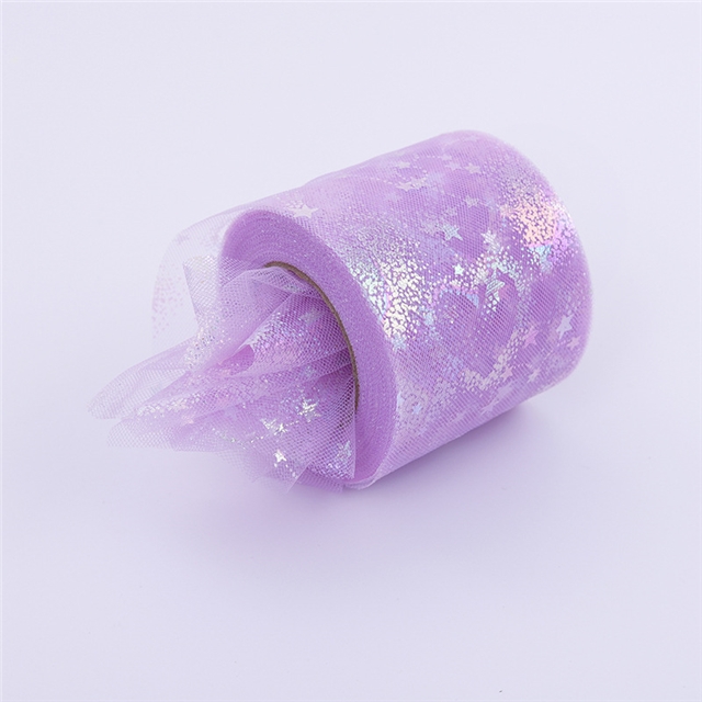 polyester magic color hot silver star mesh roll（25Y/roll） purple,6cm(2.4