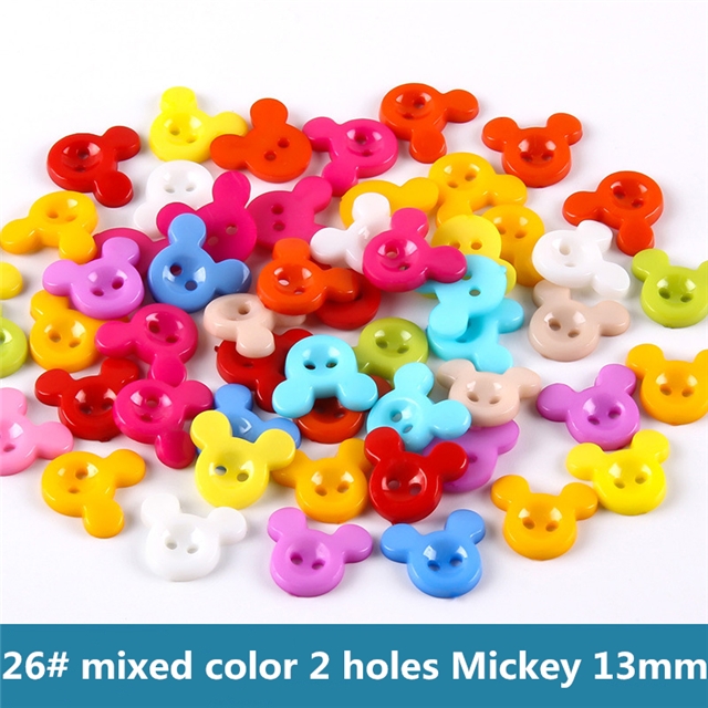 plastic mix shape colors plastic buttons 26# mixed color 2 holes Mickey 13mm(1/2