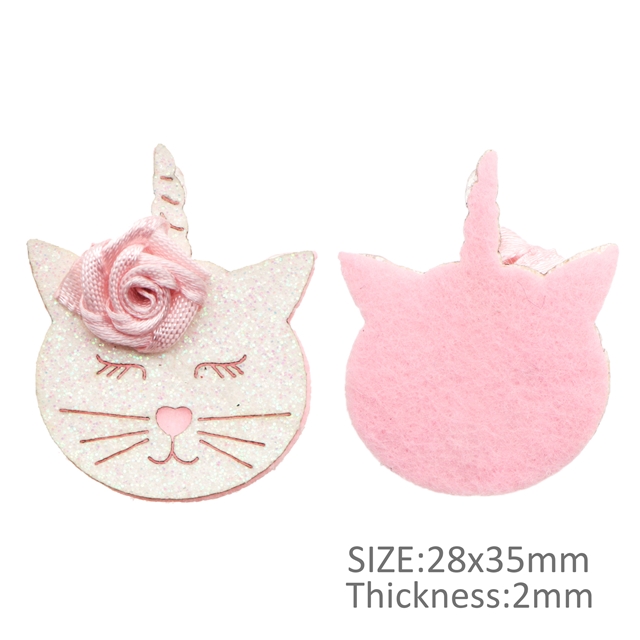 non-woven leather glitter non woven patch flower cat