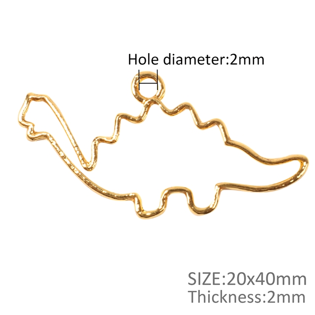 thickness 2.2mm alloy dinosaur crystal epoxy UV resin metal hollow frame alloy pendant Spinophorosaurus 40*24mm(1.6*0.9