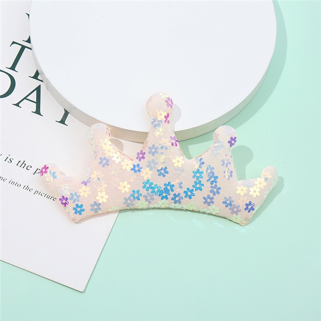 fabric crown reflective sequin hair clip material (without clips) yellow