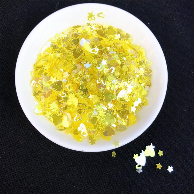 PET high grade nail mix color sequin(20g/pack) yellow mix