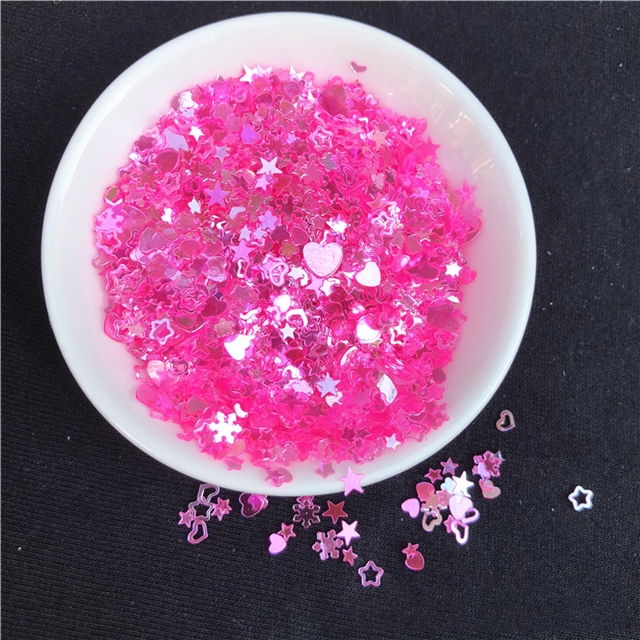 PET high grade nail mix color sequin(20g/pack) rose red mix