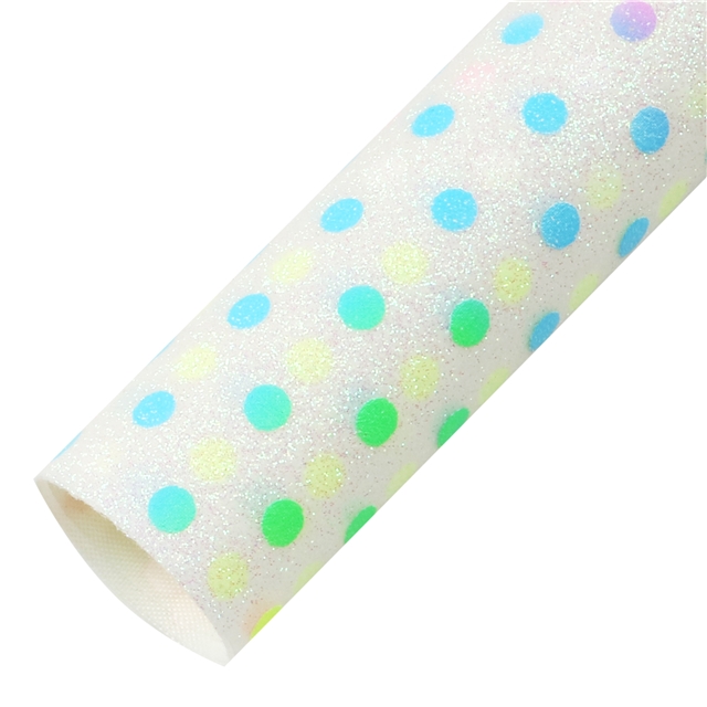 synthetic leather superfine glitter ink printing multicolor dots faux leather 20*33cm(7.9*13