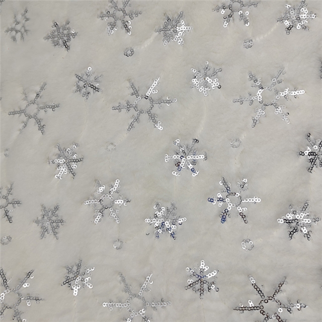 velvet snowflake pattern embroidered sequin velvet fabric