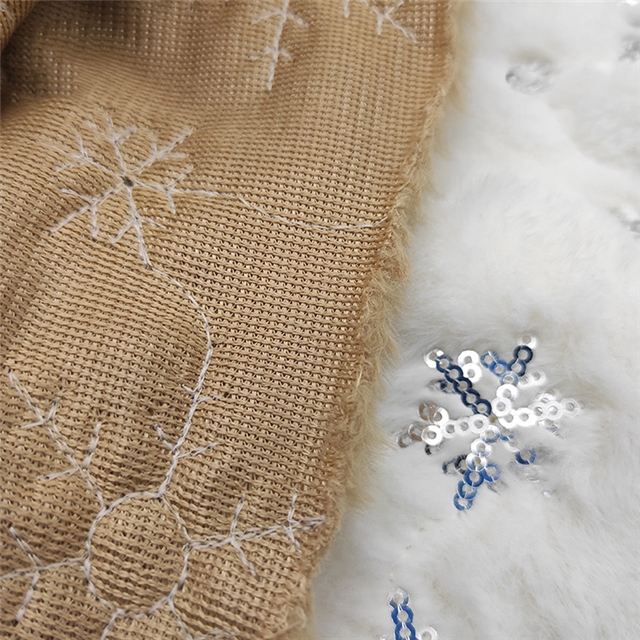 velvet snowflake pattern embroidered sequin velvet fabric
