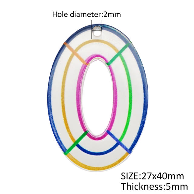 acrylic transparent alphabet 3d resin accessories（white hole,without keychain） O