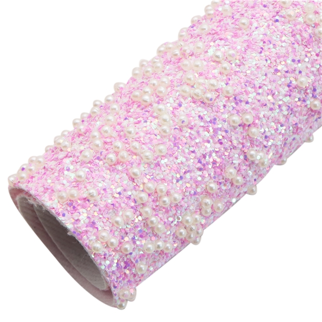synthetic leather chunky glitter covered with circle beads faux leather 20*33cm(7.9*13