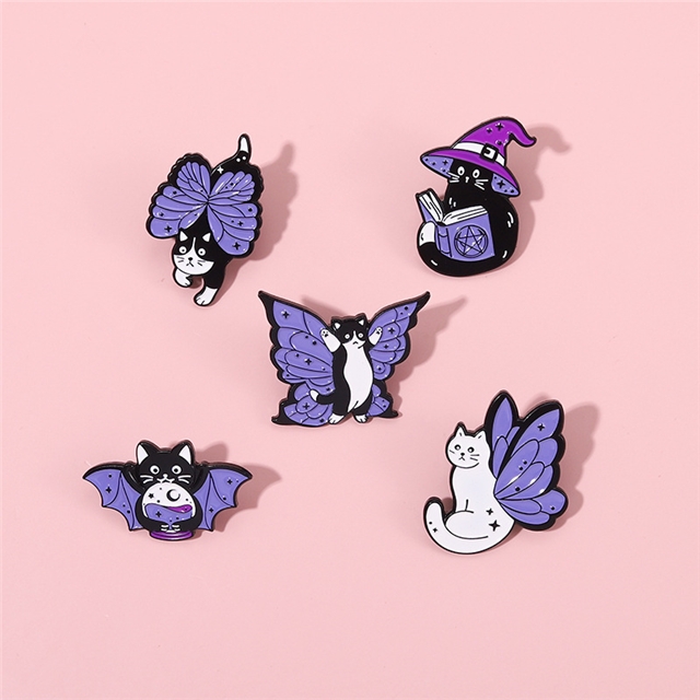 alloy cute purple kitten brooch