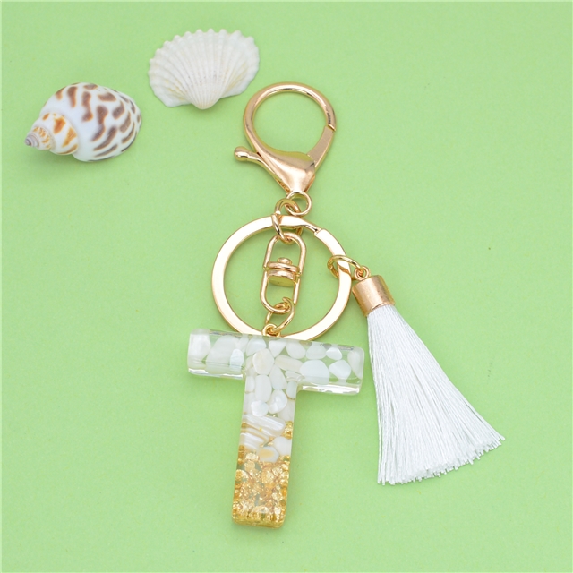 resin 26 english alphabet tassel pendant keychain