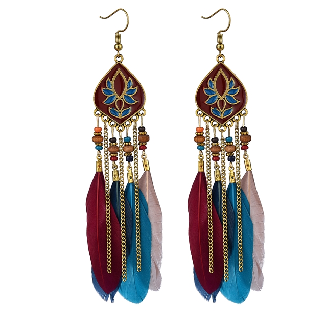 feather+alloy Drop Row Feather Earrings dark mixed 3