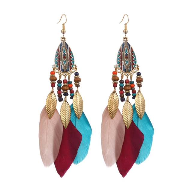 feather+alloy Drop Row Feather Earrings dark mixed 1