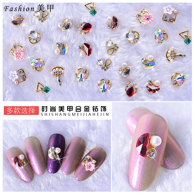 alloy+rhinestone flower water drop alloy diamond nail art decoration
