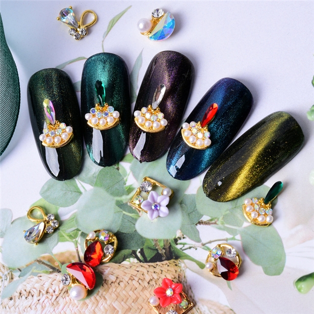 alloy+rhinestone flower water drop alloy diamond nail art decoration