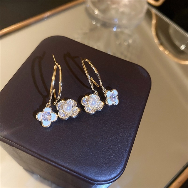 crystal tassel earrings 28#silver needle-gold