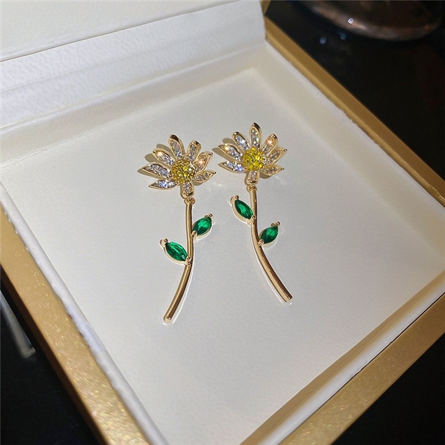crystal tassel earrings 25#silver needle-gold