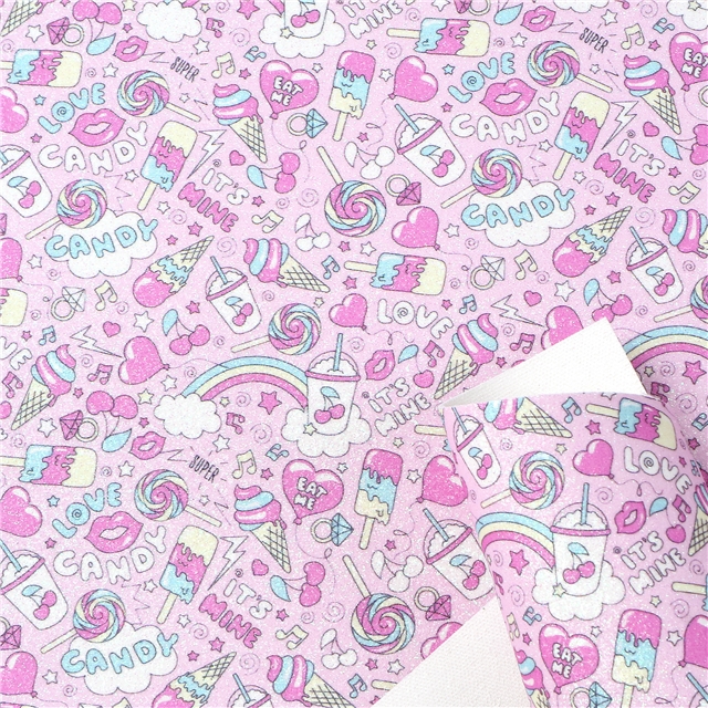 synthetic leather synthetic leather fine glitter UV printed,50*135cm(19.7*53.1
