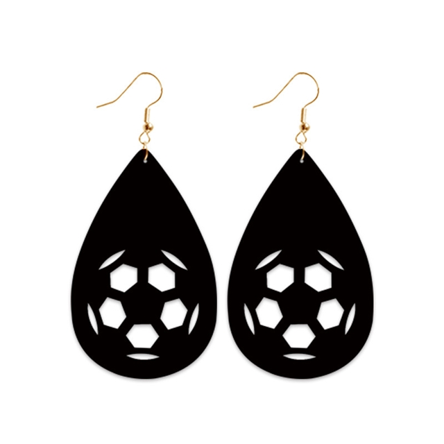 baseball basketball football volleyball leather earrings teardrop shaped football,74mm(2.96