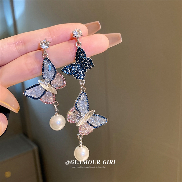 crystal tassel earrings 7#silver needle-silver
