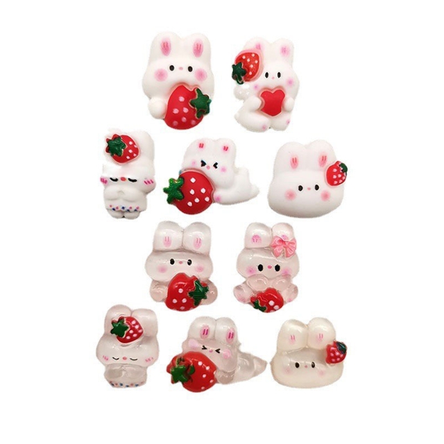 about: resin strawberry rabbit 3D resin accessories