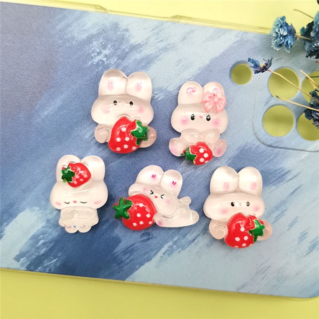 about: resin strawberry rabbit 3D resin accessories