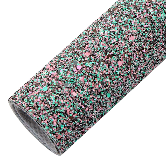 synthetic leather chunky glitter big small sequins mixed synthetic leather  20*33cm(7.9*13