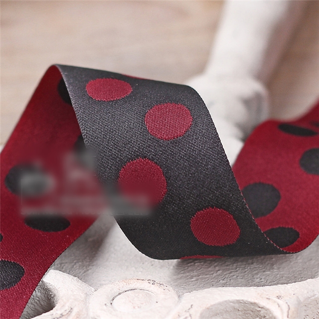 double sided two color polka dot ribbon red+black,25mm(1