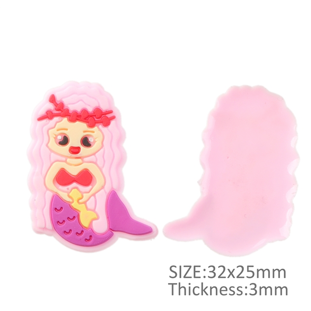 soft glue mermaid series soft glue accessories pink+purple,32*25mm(1-1/4*1