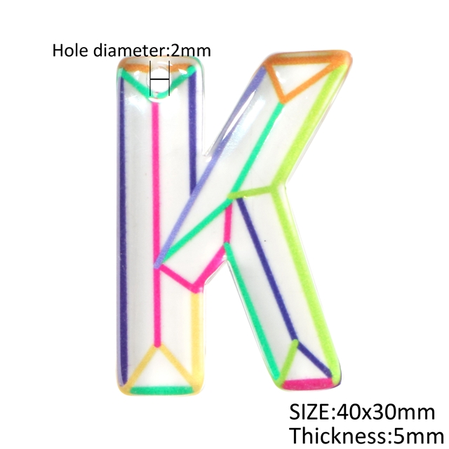 acrylic transparent alphabet 3d resin accessories（white hole,without keychain） K