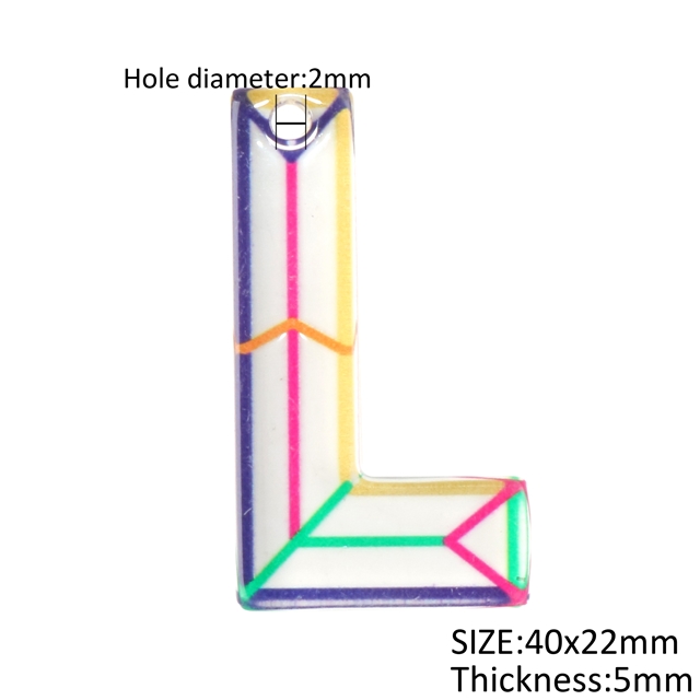 acrylic transparent alphabet 3d resin accessories（white hole,without keychain） L