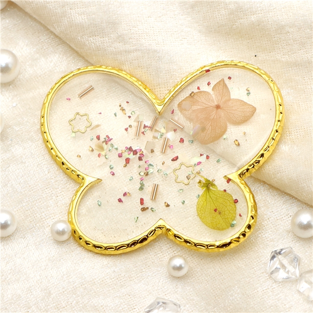 resin + alloy transparent agate resin phnom penh palette accessories 9#,butterfly,68*56mm(2.7*2.2
