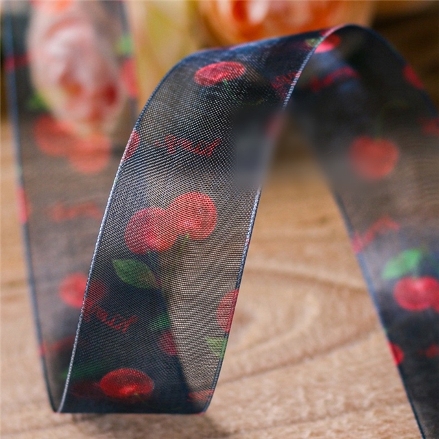 cherry print snow ribbon