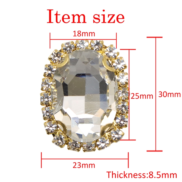 alloy+rhinestones oval golden claw Inlaid rhinestone accessories white,inner diameter18*25mm(0.7*1