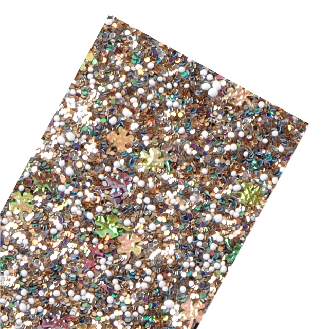 synthetic leather chunky glitter shamrock sequins faux leather 20*33cm(7.9*13