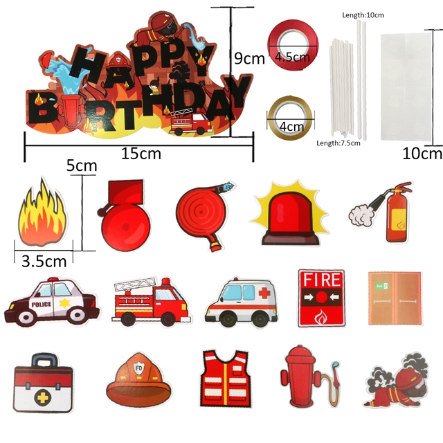 paper/latex balloons fire truck themed birthday party decoration set 2#