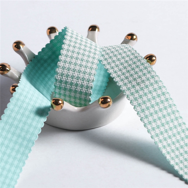 polyester+cotton wave houndstooth ribbon 25mm(1