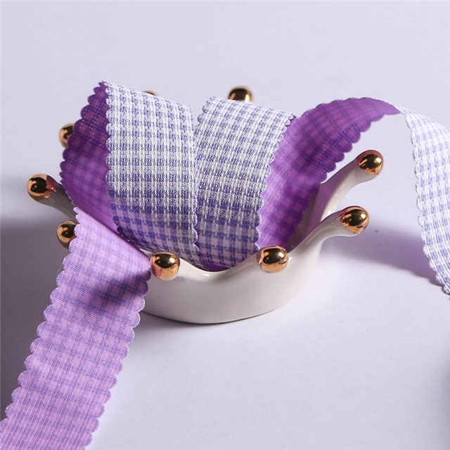 polyester+cotton wave houndstooth ribbon 25mm(1