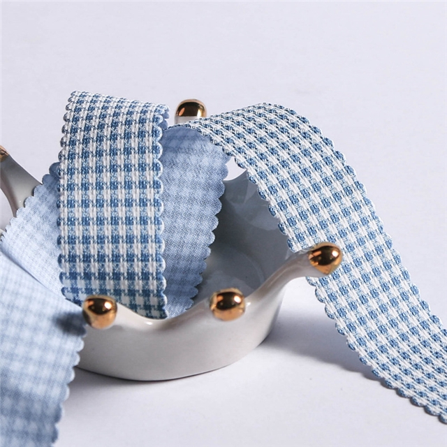 polyester+cotton wave houndstooth ribbon 25mm(1