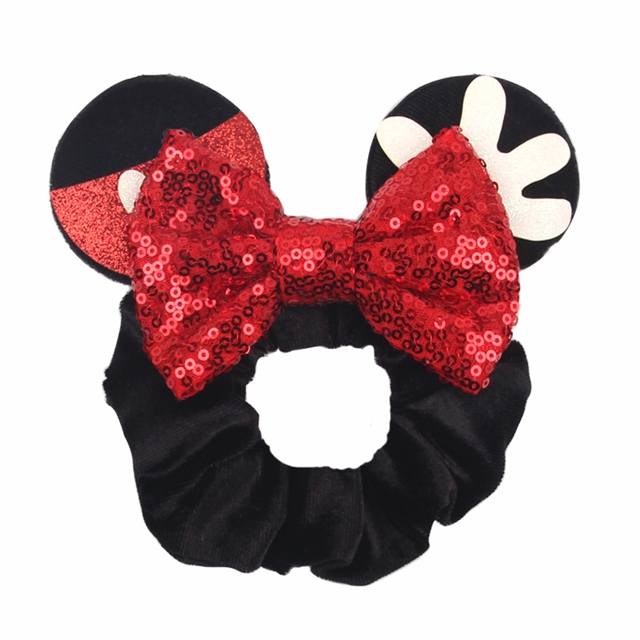 faux leather+fabric Mickey Christmas Velvet scrunchies Headband style 87