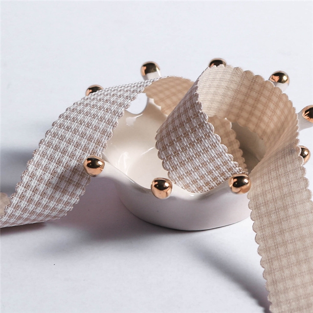 polyester+cotton wave houndstooth ribbon 25mm(1