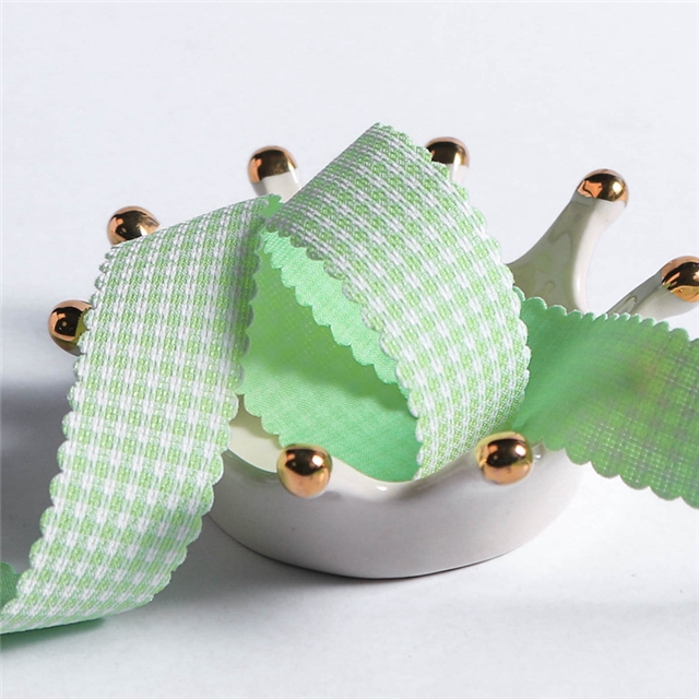 polyester+cotton wave houndstooth ribbon 25mm(1