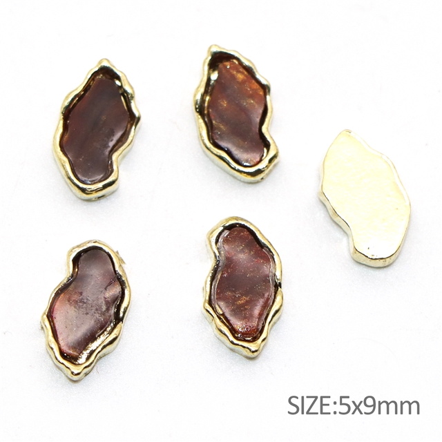 alloy+shell new alloy edging mother-of-pearl nail accessories 24#small polygon brown