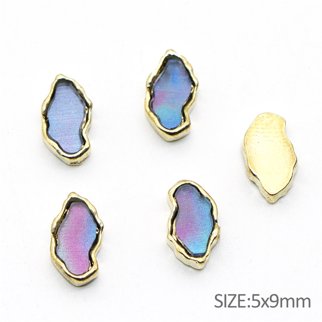 alloy+shell new alloy edging mother-of-pearl nail accessories 25#small multilateral blue