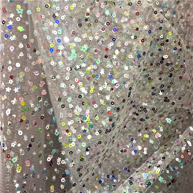 sequins+mesh round flower magic color sequined mesh fabric white,50*130cm(19.7*51.2