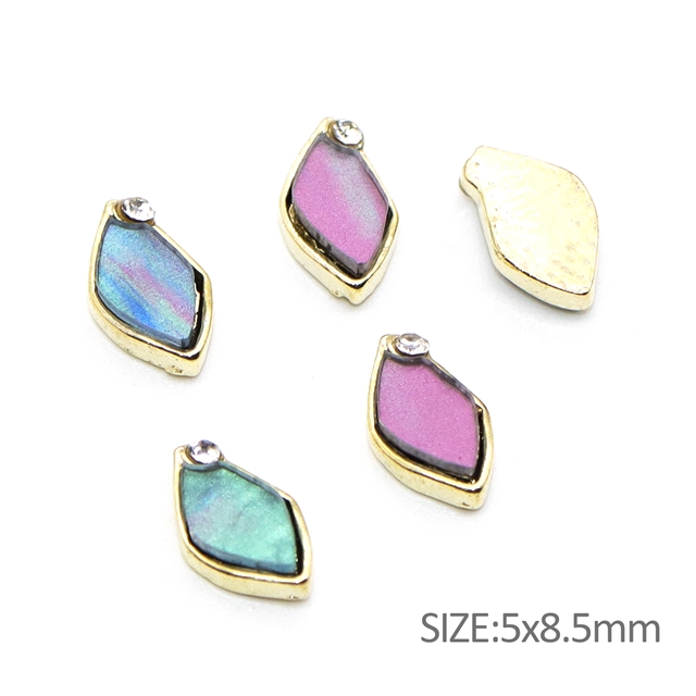 alloy+shell new alloy edging mother-of-pearl nail accessories 19#multilateral blue