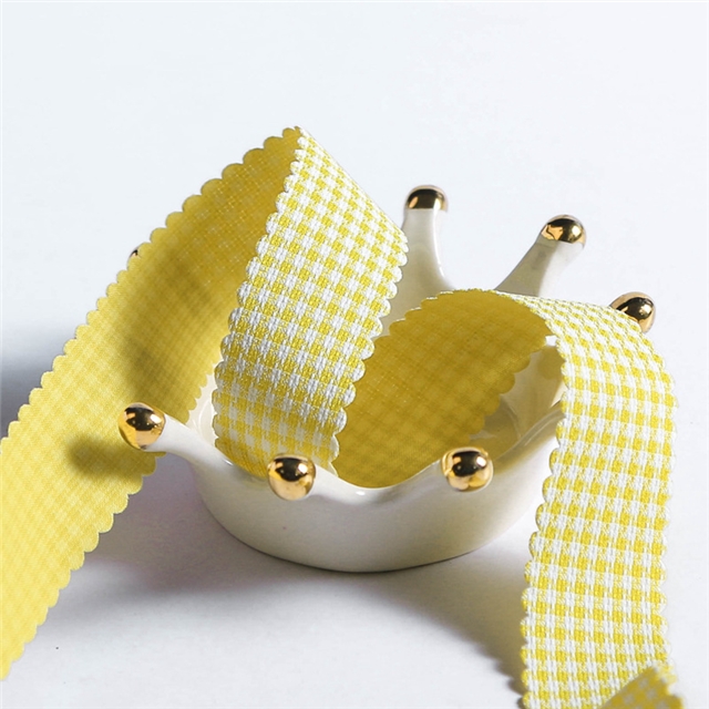 polyester+cotton wave houndstooth ribbon 25mm(1