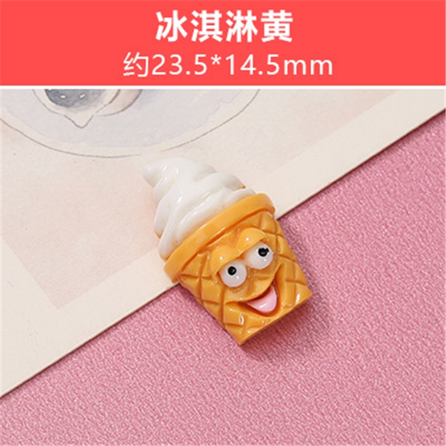 resin simulated food resin accessories yellow ice cream,23.5*14.5mm(0.9*0.6